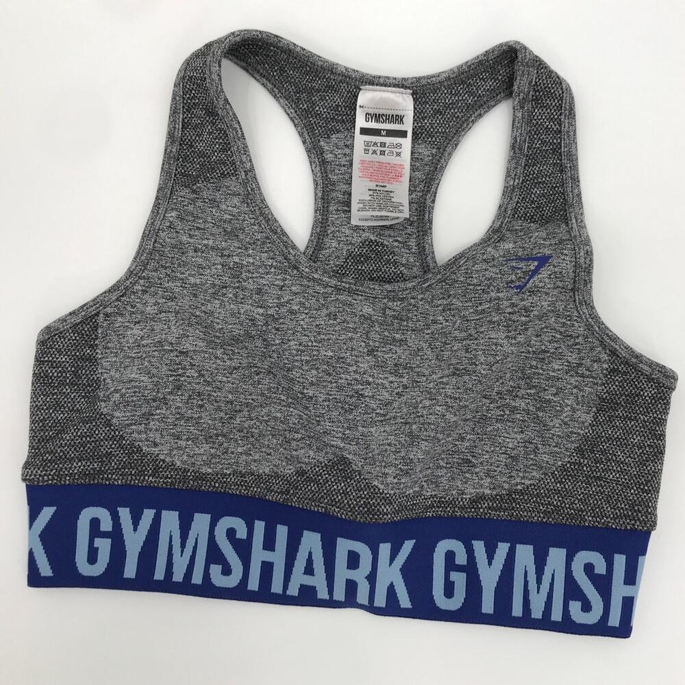 Gymshark Flex Sports Bra M Racerback Gray Blue
